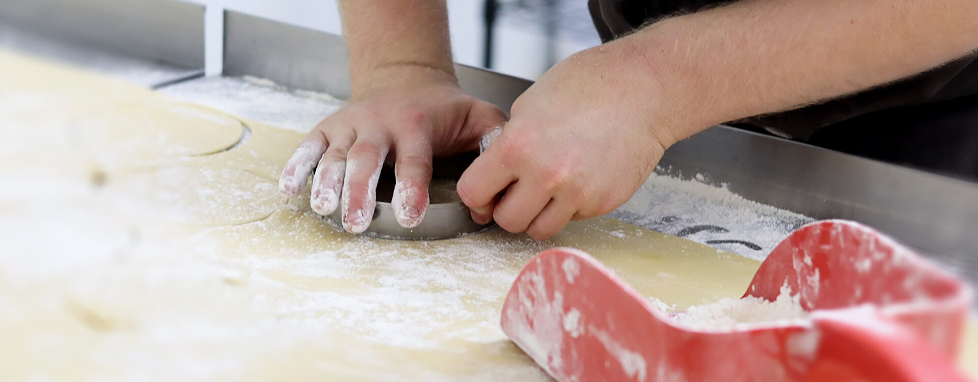 Preparing the pastry for the pies